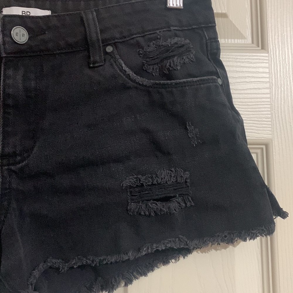 Bp brass plum from Nordstrom. Black distressed denim cut offs. Short shorts